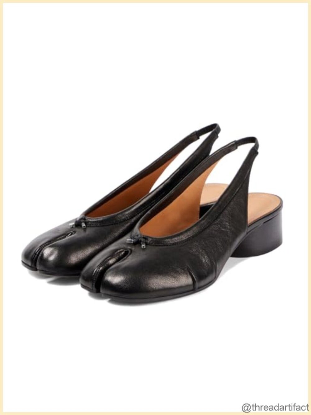 KOKOMOMO Split Toe Slingback Heels Cylindrical Block Heel Pumps
